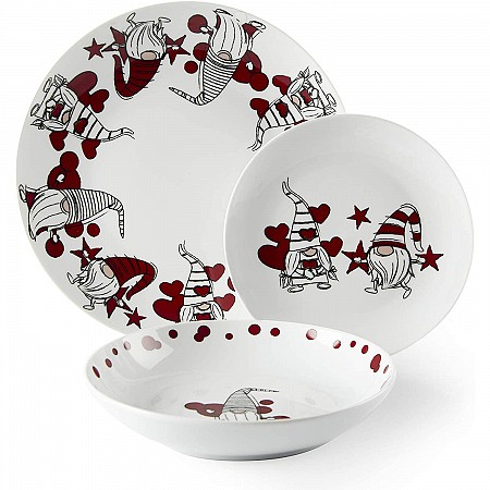 Gnomo Sweet homeServizio Piatti 18 Pezzi, Porcellana cod.64858 Excelsa