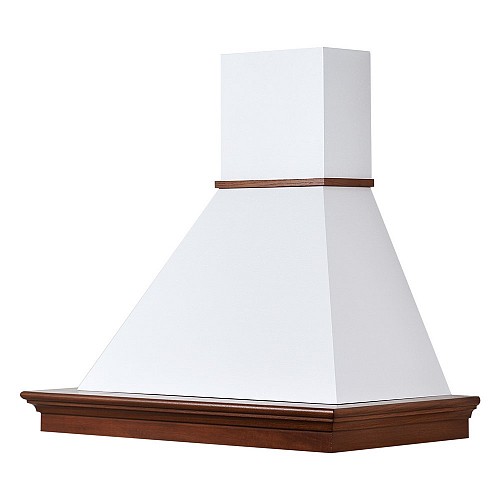 Acquista online - Cappa Classica rustica legno MAYA 90 noce scuro, cono bianco, motore Faber 300 mc/h