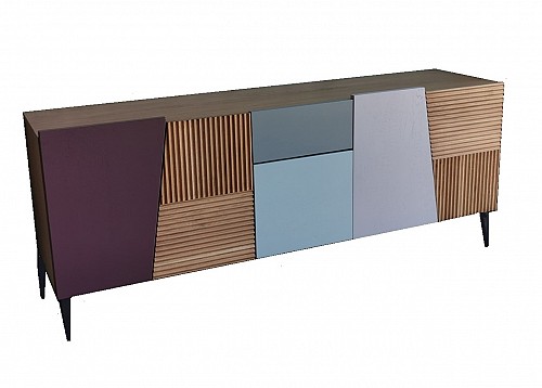 Acquista online Credenza madia base bassa 5 ante e 1 cassetto L. 200 cm in legno 