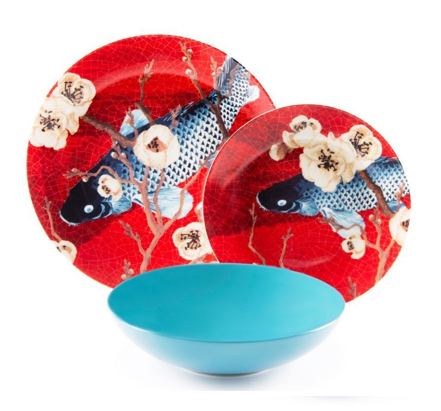 Fuji Servizio Tavola, Porcellana, Multicolore, 18 Unità cod.64434