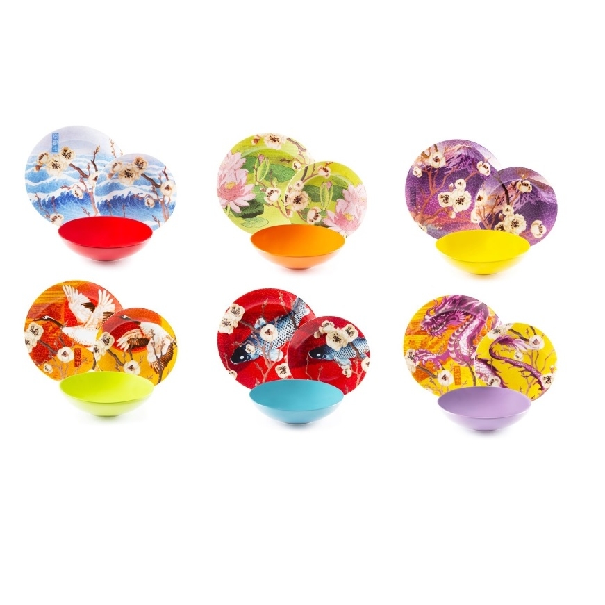 Fuji Servizio Tavola, Porcellana, Multicolore, 18 Unità cod.64434